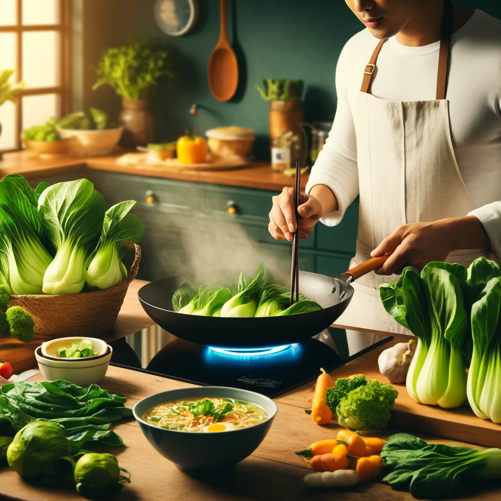 Cooking bok choy