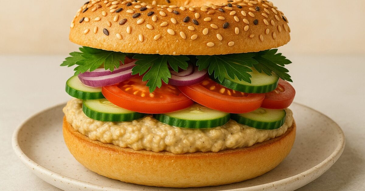 Baba Ghanoush Bagel Sandwich