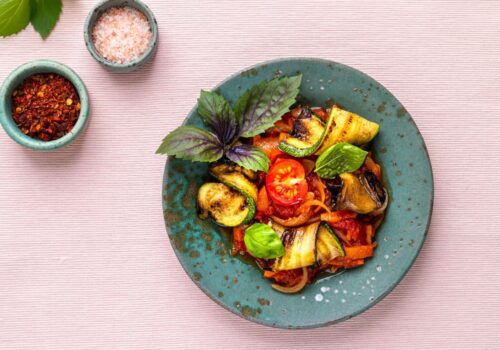 Roasted Vegetable Tzimmes with Honey Glaze