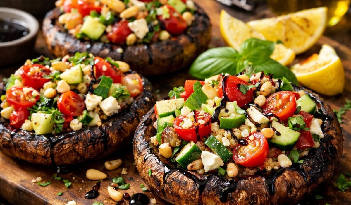 Salad Stuffed Grilled Portobellos