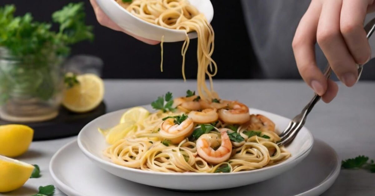 Stir Fry Noodles with Shrimp and Lemon