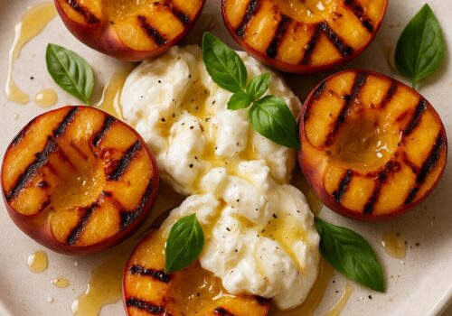 Grilled Nectarines with Burrata and Honey
