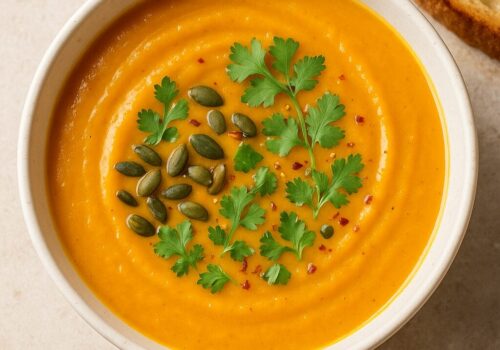 Roasted squash, coconut and miso soup