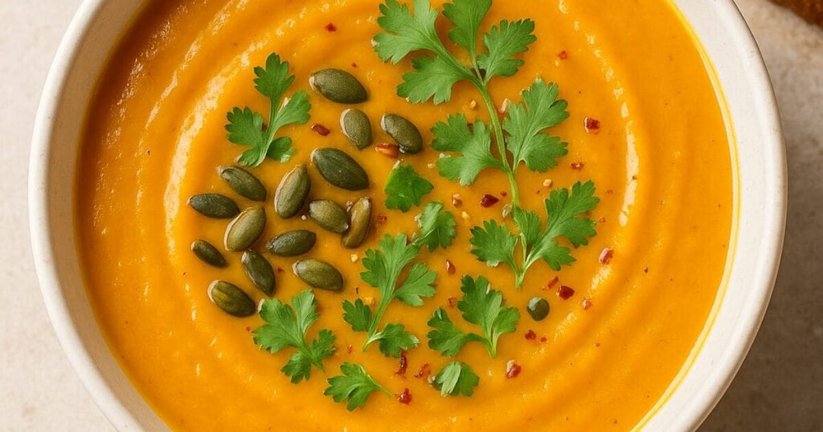 Roasted squash, coconut and miso soup
