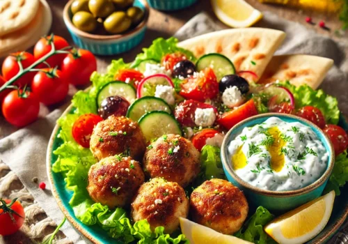 greek chicken meatball with homemade tzatziki