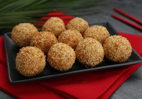 Chinese sesame balls with red bean filling