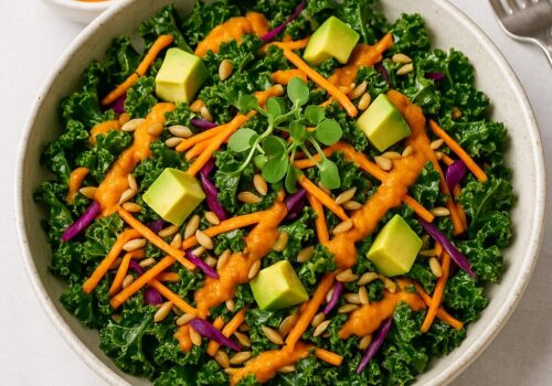 Kale Salad with Carrot Ginger Dressing