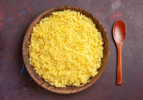 yellow rice in a rice cooker
