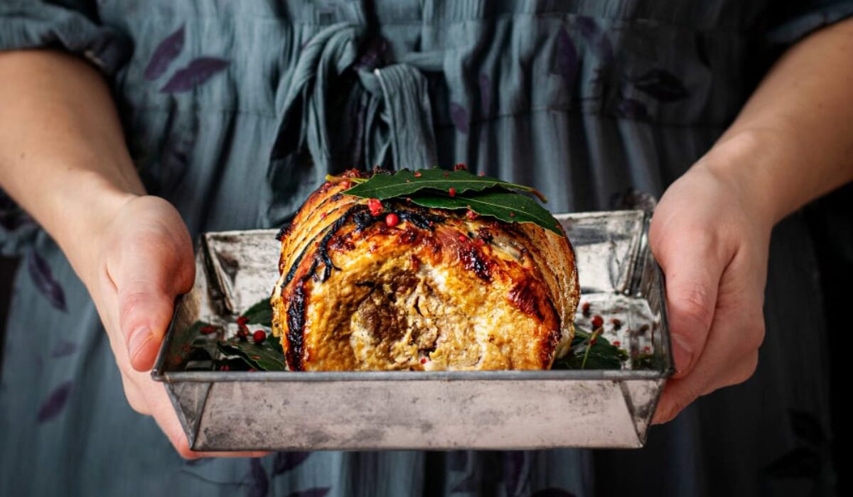 Smoked turkey necks on the stove