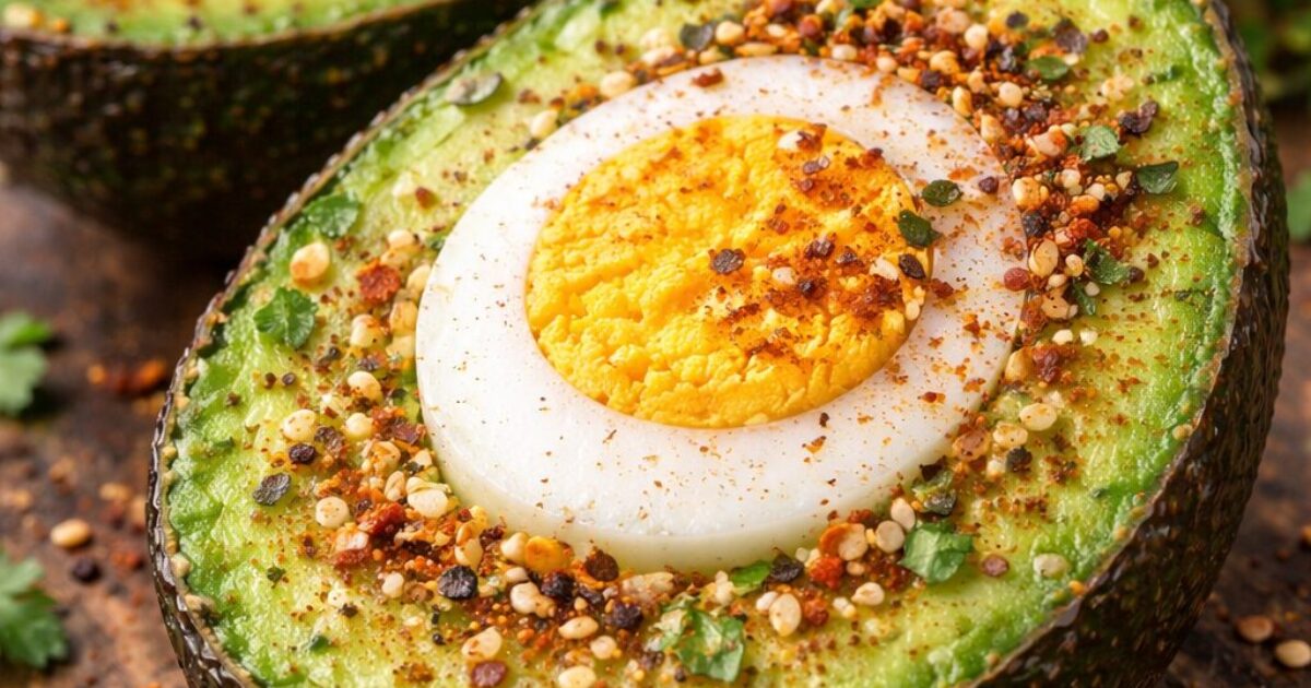 Avocado-Wrapped Hard-Boiled Egg with Spices