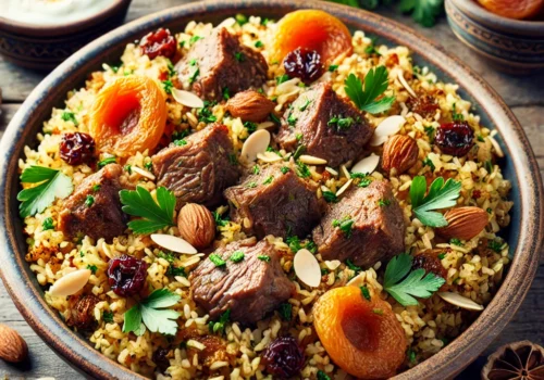Aromatic Freekeh Pilaf with Lamb and Spices A Middle Eastern Feast