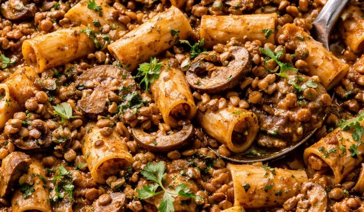 Pasta With Lentils and Mushrooms