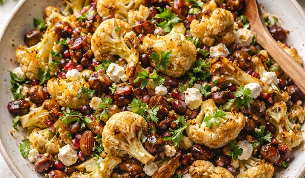 Roasted Cauliflower Salad With Feta And Dates