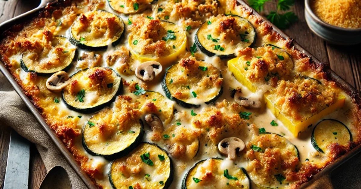 Creamy Squash Casserole with Cream of Mushroom Soup