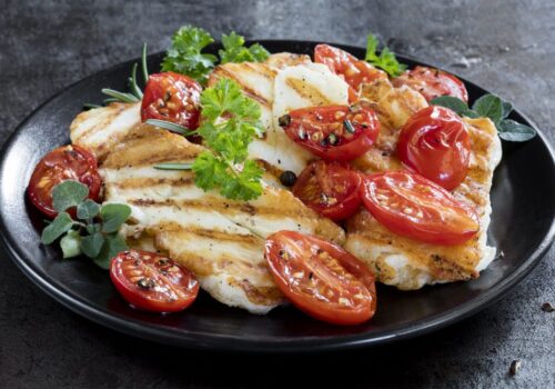 Grilled Halloumi Cheese with Cherry Tomatoes