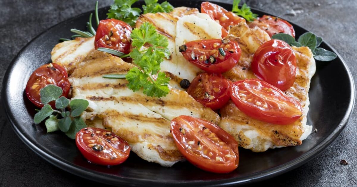 Grilled Halloumi Cheese with Cherry Tomatoes