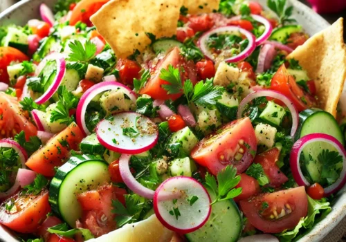 Fattoush with Crispy Pita Chips A Fresh and Crunchy Salad