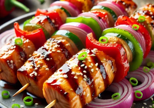 Flavor-Packed Ninja Grill Teriyaki Salmon Skewers A Delight for the Senses!