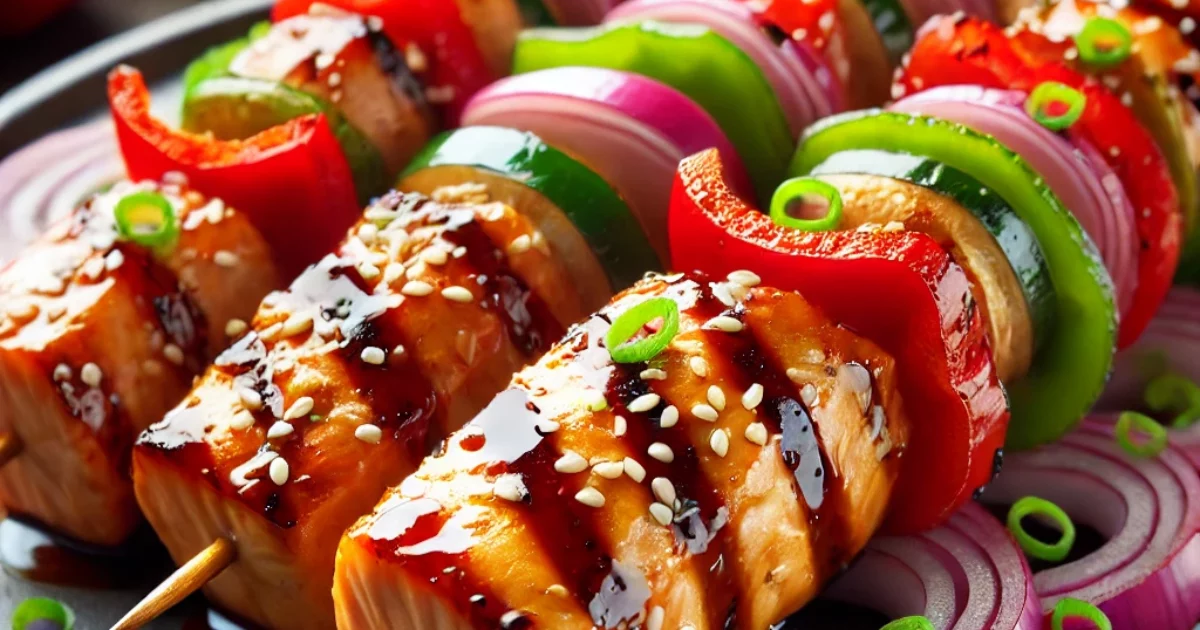 Flavor-Packed Ninja Grill Teriyaki Salmon Skewers A Delight for the Senses!