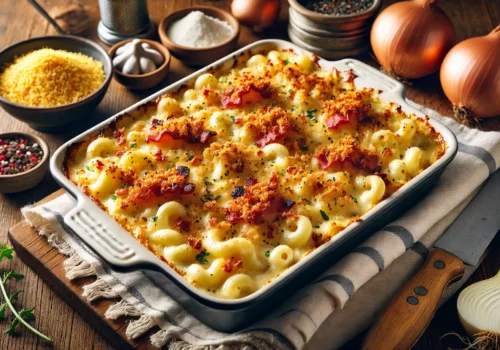 Irresistible French Onion Mac and Cheese with Bacon