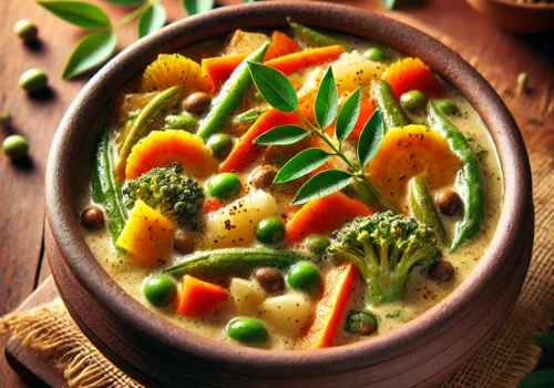 Keralan avial with coconut and vegetables