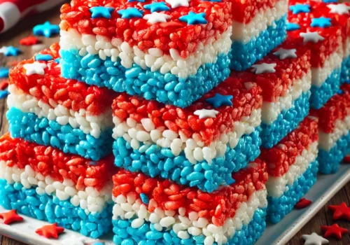 Patriotic Red, White, and Blue Rice Krispies Treats for Your Next Celebration