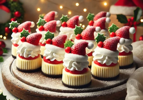 Santa Hat Cheesecake Bites
