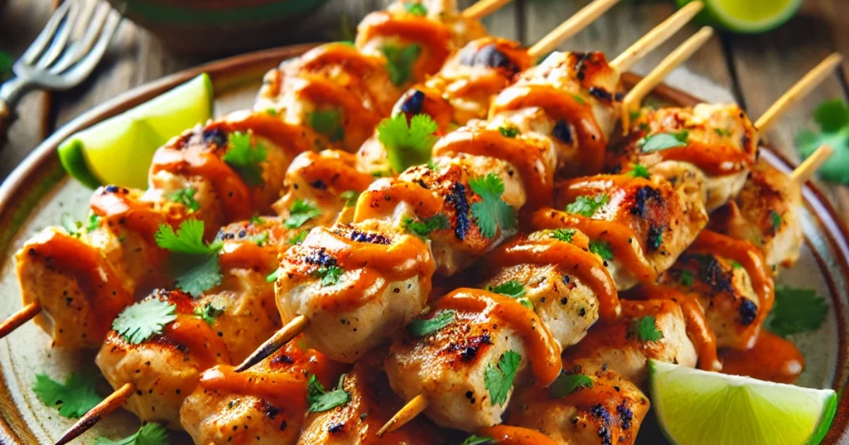 Spicy and Savory Bang Bang Chicken Skewers