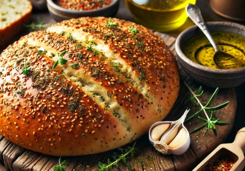 Za'atar Bread with Olive Oil Dip A Flavorful Mediterranean Delight