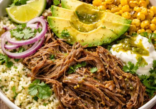 Salsa Verde Shredded Beef Bowls