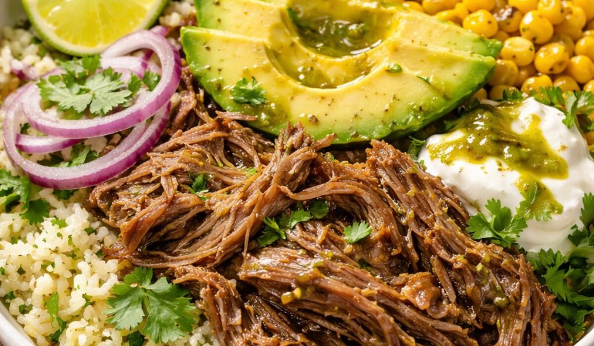 Salsa Verde Shredded Beef Bowls