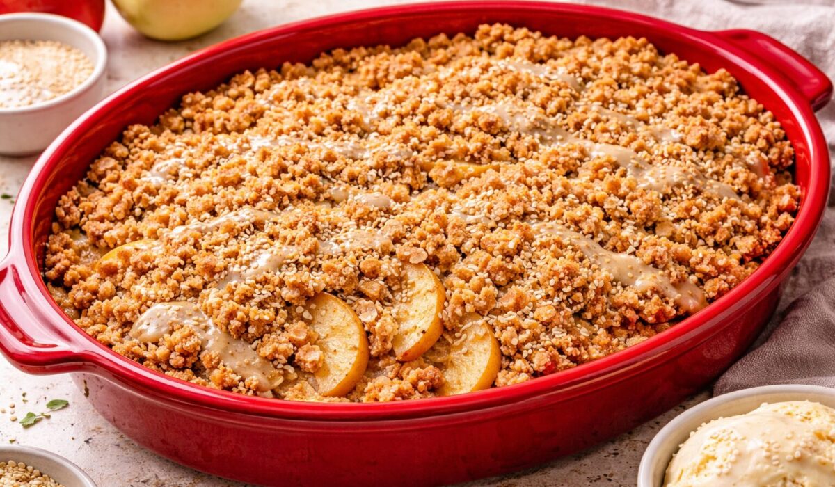 Tahini Apple Crumble