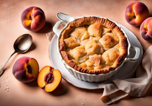 Upside down peach cobbler
